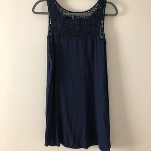 Navy blue dress with lace top